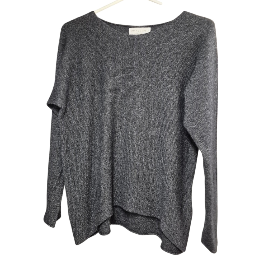 Bianco & Blu Gray Long Sleeve Sweater Women's Size Large  Merino Wool Cashmere
